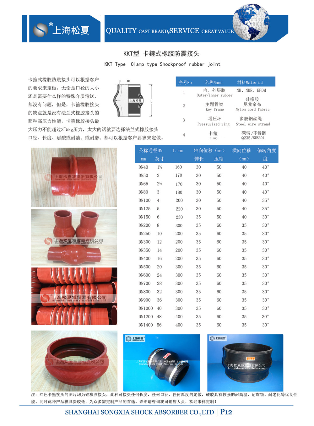 KKT-DN150-1.6Mpa消防多級(jí)泵卡箍橡膠軟接頭 KKT-DN150-1.6Mpa消防多級(jí)泵卡箍橡膠軟接頭